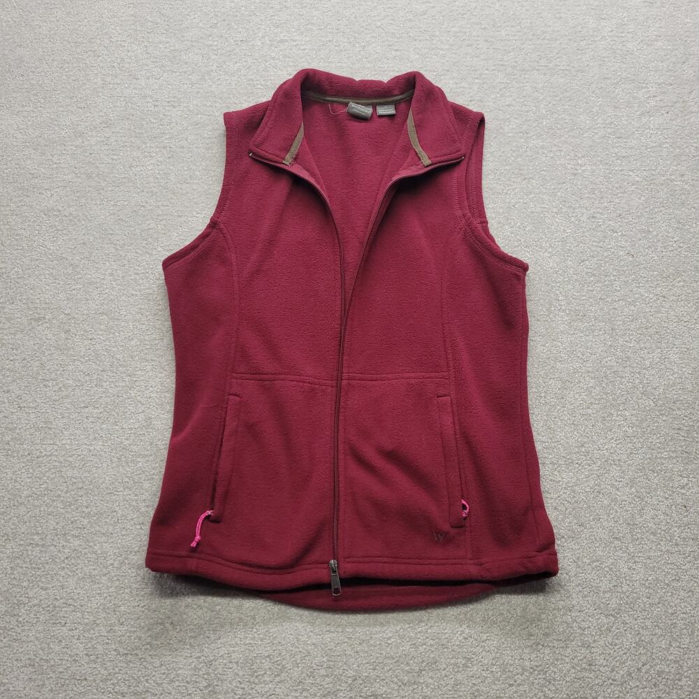 White Sierra Womens Small Burgundy Fleece Vest Full Zip Outdoor Hiking